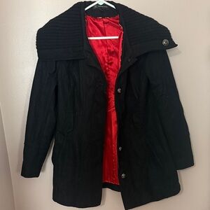 INC International Concepts Black Trench Coat with Red Lining
